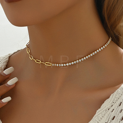 Fashionable Brass Clear Cubic Zirconia Cup Chain Necklaces MG3288-1