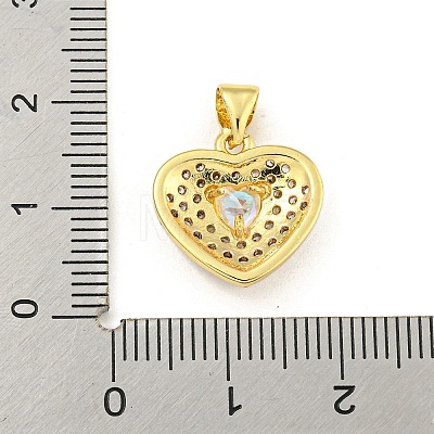 Heart Rack Plating Brass Micro Pave Cubic Zirconia Charms KK-Z053-17G-1