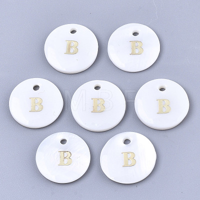 Natural White Shell Mother of Pearl Shell Charms SSHEL-N036-053B-1
