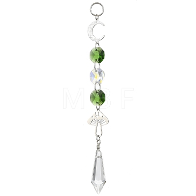 Glass Octagonal Bead Hanging Suncatchers HJEW-JM02217-1