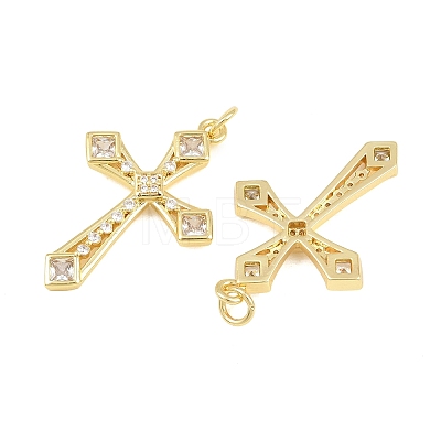 Brass Micro Pave Clear Cubic Zirconia Pendants CU-CBA48B8-01G-E-1