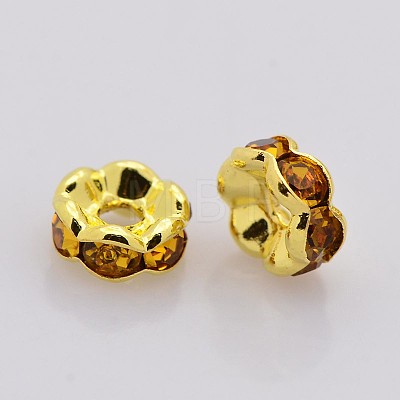 Brass Rhinestone Spacer Beads RB-A014-L6mm-17G-NF-1