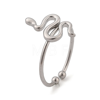 Snake 304 Stainless Steel Open Cuff Ring for Women RJEW-M049-02P-1