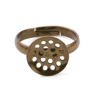 DIY Antique Bronze Adjustable Brass Sieve Ring Bases X-EC163-3NFAB-1