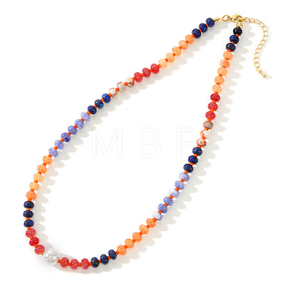 Elegant Imitation Pearl & Rondelle Natural Mixed Stone Beaded Necklaces FG9664-4-1