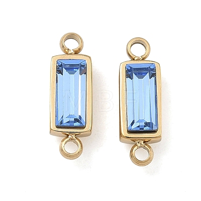 Birthstone 304 Stainless Steel Rhinestone Connector Charms STAS-L022-576G-09-1