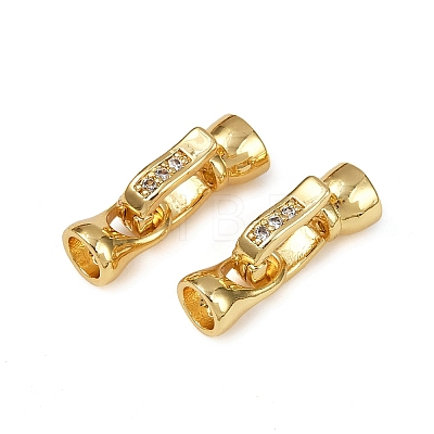 Brass Micro Pave Cubic Zirconia Fold Over Clasps KK-P164-05G-1-1