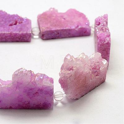 Electroplated Natural Druzy Crystal Beads Strands G-N0257-04-1