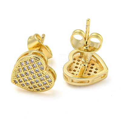 Golden Brass Micro Pave Cubic Zirconia Stud Earrings EJEW-D103-01C-G-1