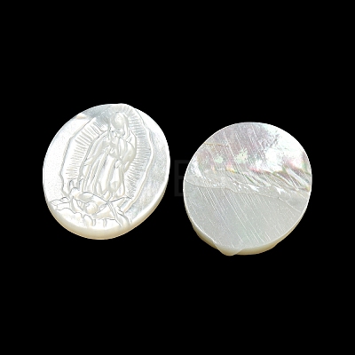 Carved Natural White Shell Cabochons SSHEL-N038-08C-01-1