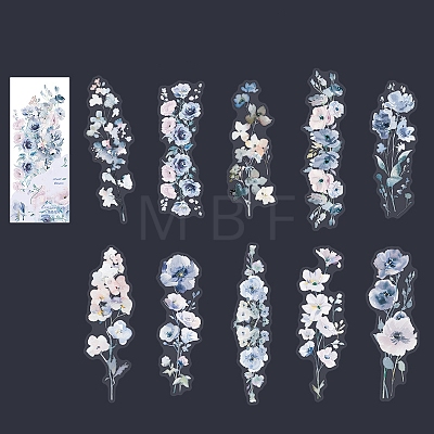 20Pcs 10 Styles Flower PET Waterproof Stickers PW-WG6FCFD-01-1