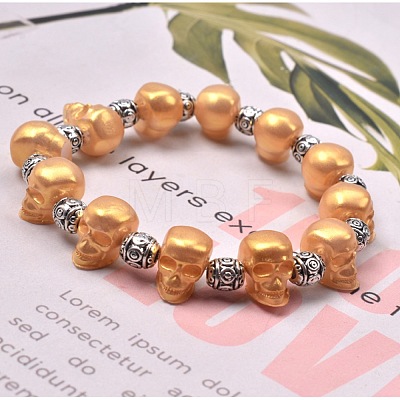 Skull Head Beads Bracelet Silicone Molds X-DIY-L021-60-1