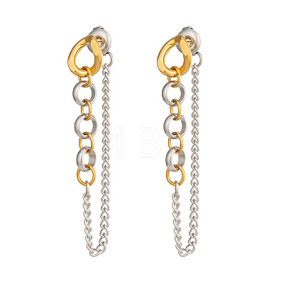 304 Stainless Steel Chain Tassel Stud Earrings for Women IO3537-2-1