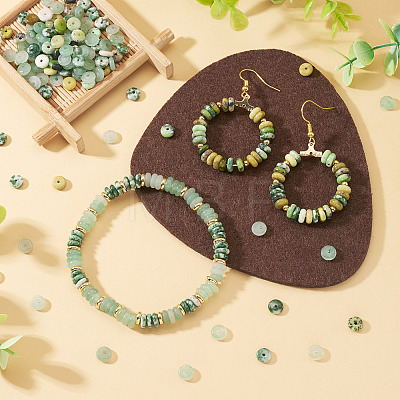 180Pcs 4 Styles Natural Serpentine Jade & Green Aventurin & Green Spot Jasper Beads G-TA0003-08B-1