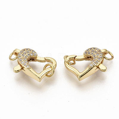 Brass Micro Pave Clear Cubic Zirconia Lobster Claw Clasps ZIRC-S066-021-1