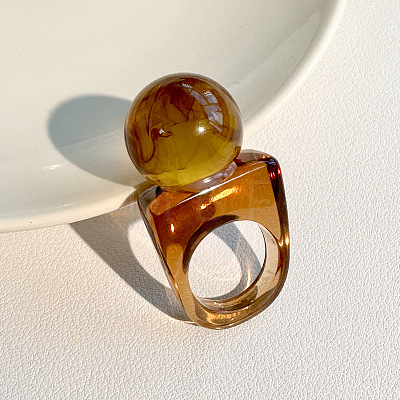 Resin Round Bead Finger Rings FS-WG38F74-01-1