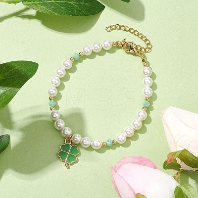 6mm Round Shell Pearl Beaded Bracelets BJEW-TA00511-1