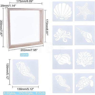 SUPERFINDINGS 1 Set Marine Organism Theme Plastic Drawing Painting Stencils Templates DIY-FH0003-42-1