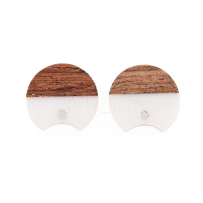 Two Tone Resin & Walnut Wood Stud Earring Findings MAK-N032-033-1
