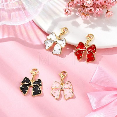 Bowknot Alloy Enamel Pendant Decorations HJEW-JM02209-1