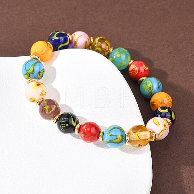 Handmade Lampwork Beads Stretch Bracelets for Women BJEW-B164-01-1