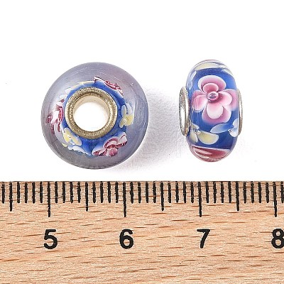 Lampwork & Brass Core European Beads LAMP-P019-01P-32-1