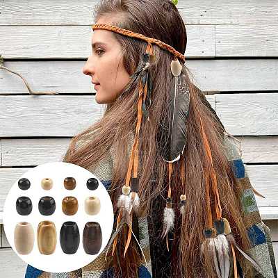 152Pcs 12 Styles Dyed Natural Maple Wood Beads WOOD-FS0002-53-1