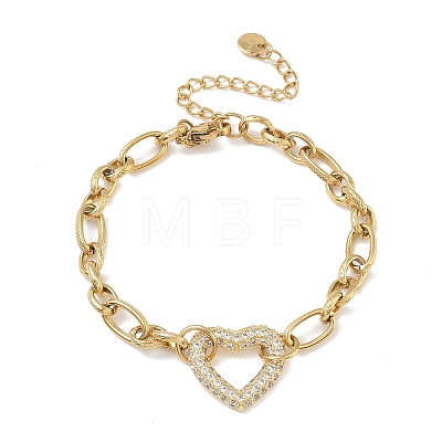 304 Stainless Steel Rhinestone Link Bracelets BJEW-P396-01D-G-1