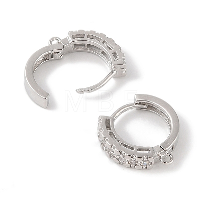 Brass with Cubic Zirconia Hoop Earrings Finding KK-Q822-02P-1