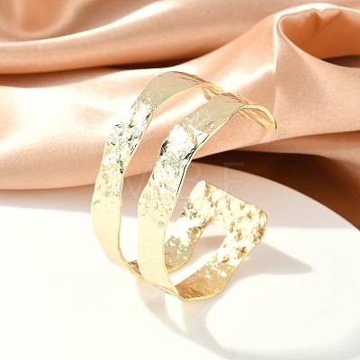 Rack Plating Brass Open Cuff Bangle for Women BJEW-A137-01G-1