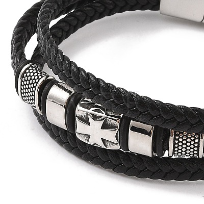 Braided Microfiber Leather Multi-strand Bracelets BJEW-B096-04B-1