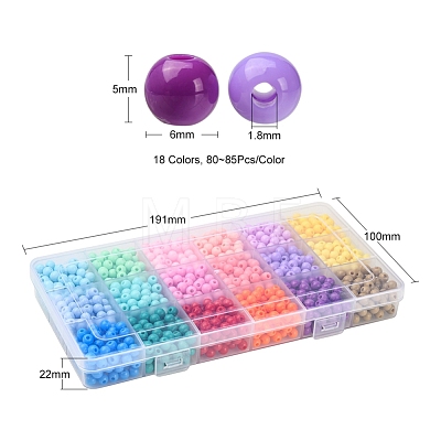 18 Colors Opaque Acrylic Beads DIY-YW0005-37-1