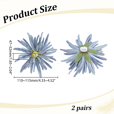 2 Pairs Flower Cloth & Plastic Shoe Buckle Clips AJEW-HY0003-42B-1