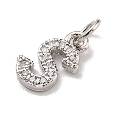 Initial Letter Brass with Cubic Zirconia Charms KK-Q814-26S-P-1