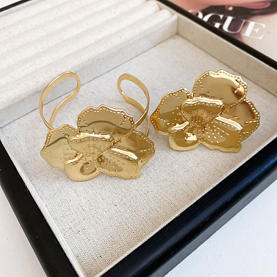 Iron Open Cuff Bangle & Ring Set for Women WG478CE-03-1