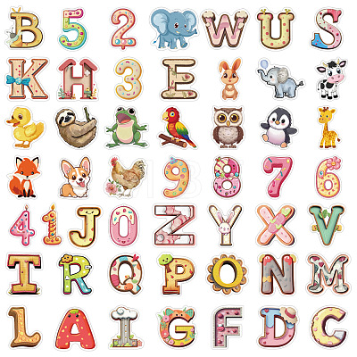 50Pcs Cartoon Animal PVC Adhesive Waterproof Stickers PW-WG8C692-01-1