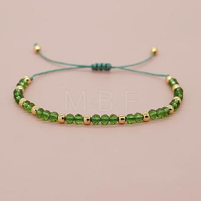 Glass & Brass Round Beads Braided Bead Bracelets RD6595-5-1