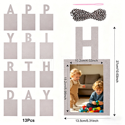 Paper Glitter Happy Birthday Photo Hanging Banner DIY-FZC0002-04A-1
