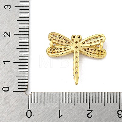 Rack Plating Brass Pave Clear & Black Cubic Zirconia Dragonfly Links Connector Charms KK-Z053-15G-1