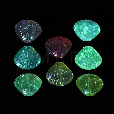 UV Plated Iridescent & Luminous Transparent Acrylic Beads OACR-G033-06F-1