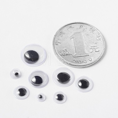 Flat Round Black & White Plastic Wiggle Googly Eyes Cabochons DIY Scrapbooking Crafts Toy Accessories KY-X0006-B-1