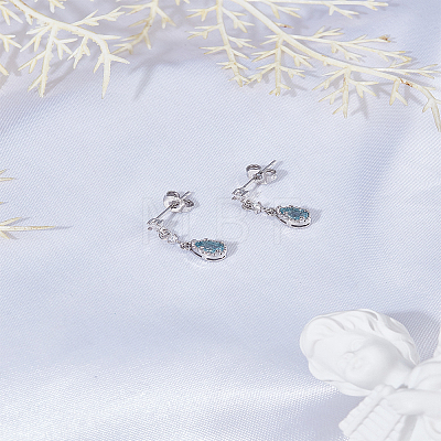 1 Pair Brass Micro Pave Cubic Zirconia Dangle Stud Earrings for Women EJEW-LP0004-90-1