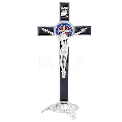 Alloy Enamel Saint Benedict Crucifix Display Decorations AJEW-WH0752-416A-1