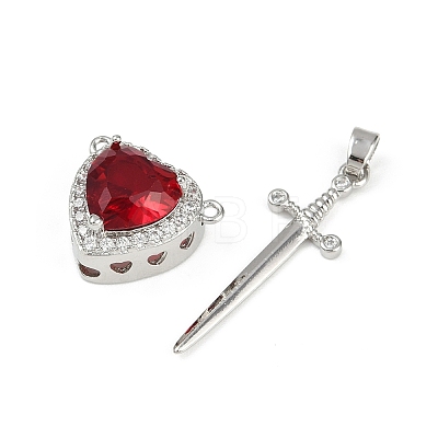 Brass Micro Pave Cubic Zirconia Pendant Sets KK-S507-18P-1