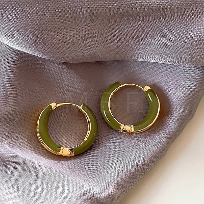 Alloy Enamel Ring Hoop Earrings for Women WG80053-55-1