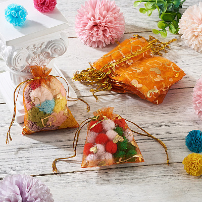 50Pcs Heart Printed Organza Bags OP-TADJ0001-01E-1