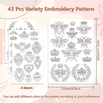 4 Sheets 11.6x8.2 Inch Stick and Stitch Embroidery Patterns DIY-WH0455-157-1