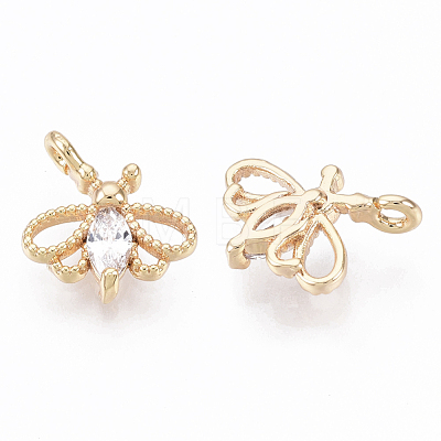 Brass Micro Cubic Zirconia Charms X-KK-N231-11-NF-1