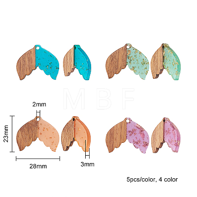 Transparent Resin & Walnut Wood Pendants RESI-CJ0001-68-1
