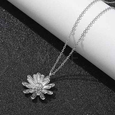 304 Stainless Steel Sunflower Pendant Cable Chain Necklaces for Women NJEW-R011-02P-1